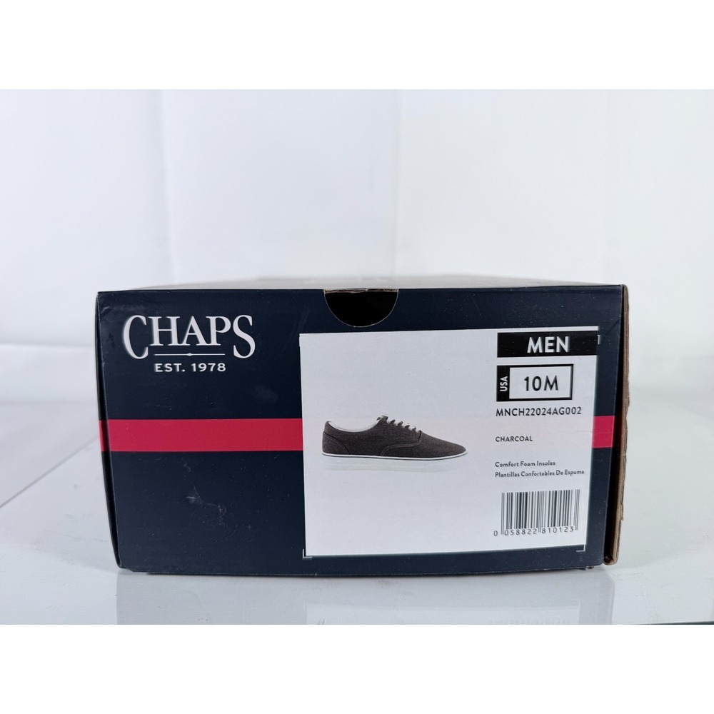 Chaps Men's Memory Foam Casual Canvas Lace-Up Sneakers Shoes Charcoal Gray - Picture 9 of 10
